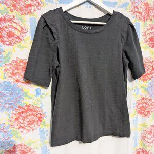 LOFT Medium Black Elevated Top Women's Capped Shoulder 100% Cotton